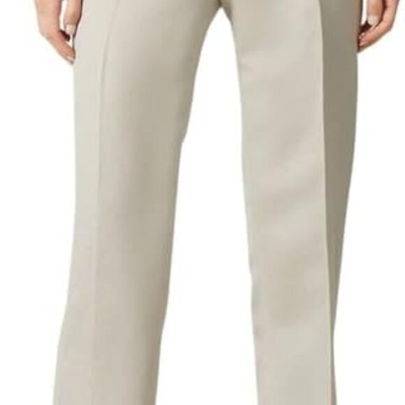 Stylish Women's Mid-Rise Ankle Pants with Pockets - Linen Blend - Summer Straw - Picture 1 of 3